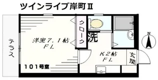 ツインライブ岸町2【1階】の間取り