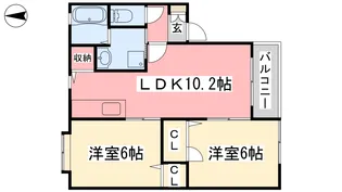 アヴェーク土居田【102号室】の間取り