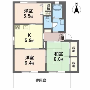 ピュア土居田 A棟【102号室】の間取り