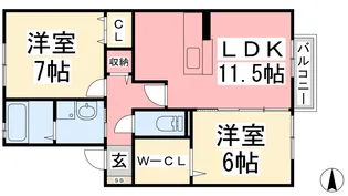 サンディーア A棟【1階】の間取り