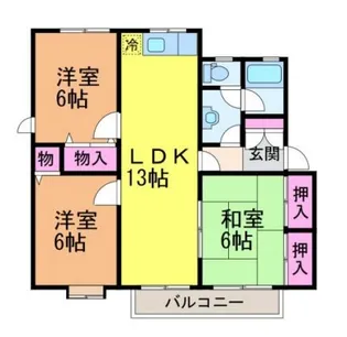 コスモビュー【102号室】の間取り