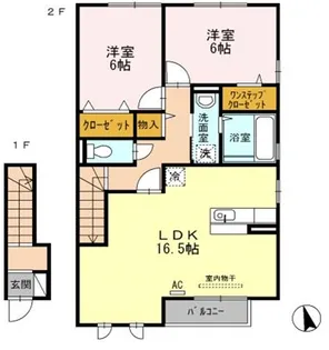 マロン・スクエアA棟【207号室】の間取り