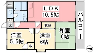グランデージ高岡【303号室】の間取り