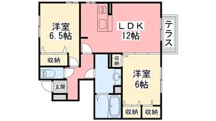 フルール ドゥ ウェスト A棟【102号室】の間取り