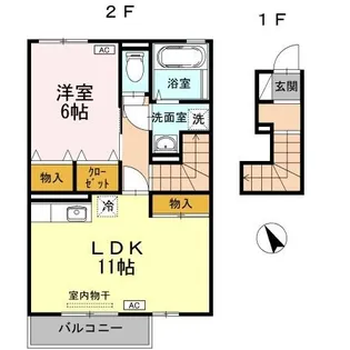 モダンセジュールM【202号室】の間取り