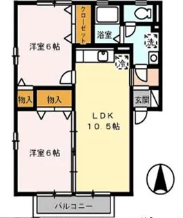 2LDKの間取り画像