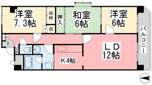 フェニックス山越【7階】の間取り