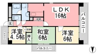フェニックス山越【8階】の間取り