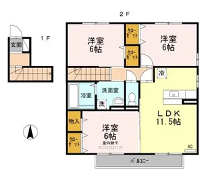 カルム新川 A棟【201号室】の間取り