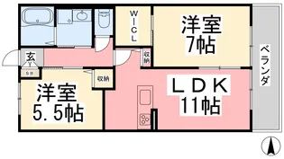 モダンローズB棟【103号室】の間取り