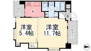 ウインドパレス歩行町【301号室】の間取り
