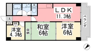 チュリス松山【704号室】の間取り