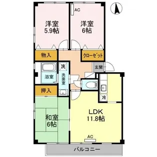 フォブール白石B棟【303号室】の間取り