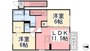 リヴェール来住 A棟【202号室】の間取り