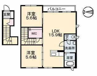 メゾンソレイユ【201号室】の間取り