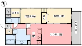 ヴェッセル持田【4階】の間取り
