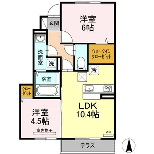 リヴェール南吉田 A棟【203号室】の間取り