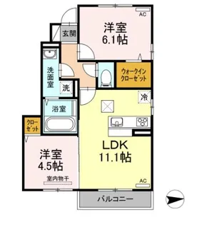 2LDKの間取り画像