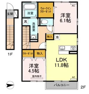 2LDKの間取り画像