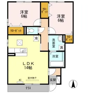 ウェスティ一色 B棟【101号室】の間取り