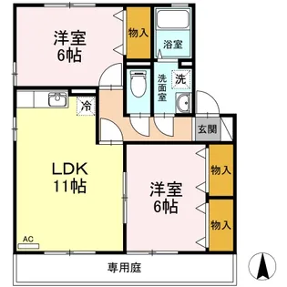 Y・サイレントビレッジ山越 A棟【102号室】の間取り