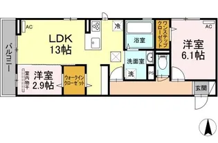 プレジデント持田 A棟【102号室】の間取り