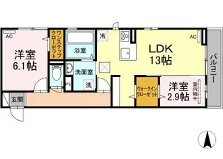 プレジデント持田 A棟【106号室】の間取り