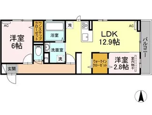 プレジデント持田 A棟【206号室】の間取り