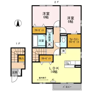 2LDKの間取り画像