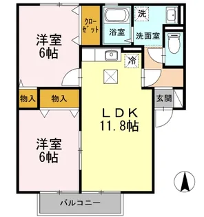 リヴェール チカ B棟【101号室】の間取り