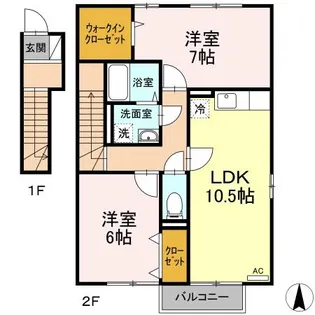 セジュールふくずみ【102号室】の間取り
