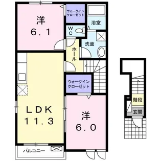 エルヴェ・クレール【2階】の間取り
