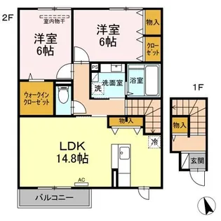 カトレア B棟【B202号室】の間取り