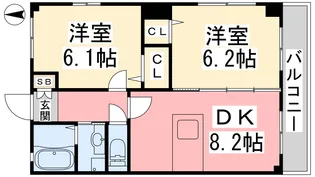フォブール道後【304号室】の間取り
