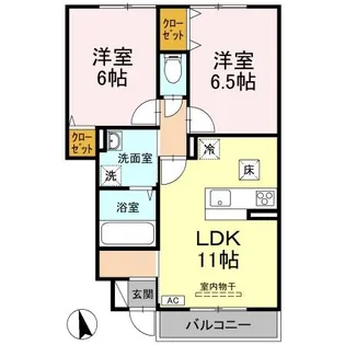 マロン スクエアA棟【1階】の間取り