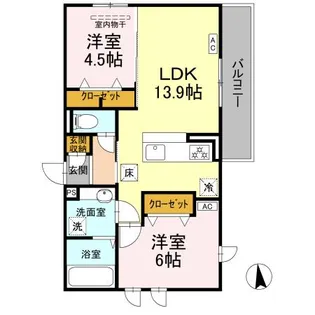 アウェーナス朝美【1階】の間取り