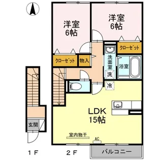 ウィット北久米 A棟【2階】の間取り