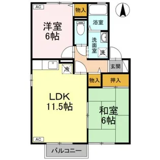 セジュール西余戸 B棟【B202号室】の間取り