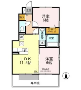 エイトサザンコート B棟【B101号室】の間取り