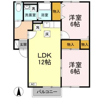 カルフール松本 B棟【B102号室】の間取り