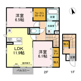 ドゥーブルMK B棟【B201号室】の間取り