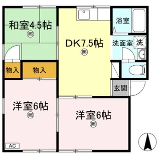 メルベーユ山西 B棟【B101号室】の間取り