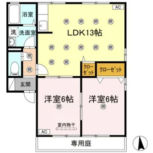セジュール久万ノ台 A棟【A102号室】の間取り