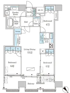 レガシス中目黒【13階】の間取り
