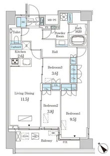 レガシス中目黒【14階】の間取り
