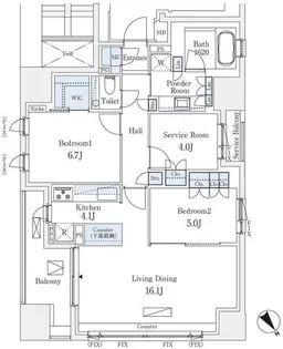 グランスイート千代田麹町【13階】の間取り