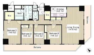 トレステージ目黒【16階】の間取り