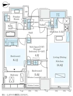 パークコート ザ・三番町ハウス【9階】の間取り