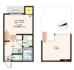 ヴィヴァーチェ【202号室】の間取り