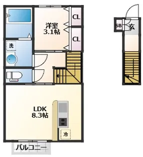宮城県仙台市青葉区宮町1丁目【アパート】の間取り